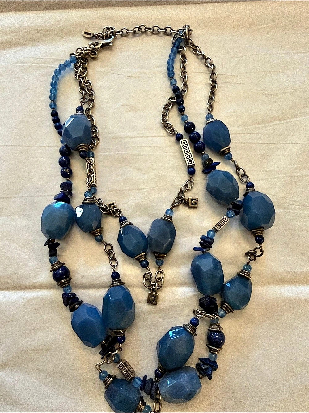 Studio Barse Blue Beaded Statement Necklace